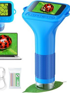 Microscope for Kids with 12 Slides-blue color